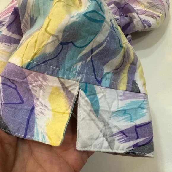 ALIA Colorful Abstract Crinkle Print Button Down Blouse - Shirttail Hem - Sz 16W - Picture 6 of 12